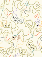 Freak out funny curvy shapes cream behang