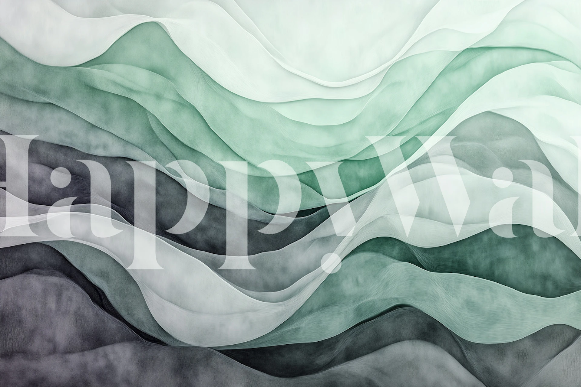 Earthy Wave Minty wallpaper in a room