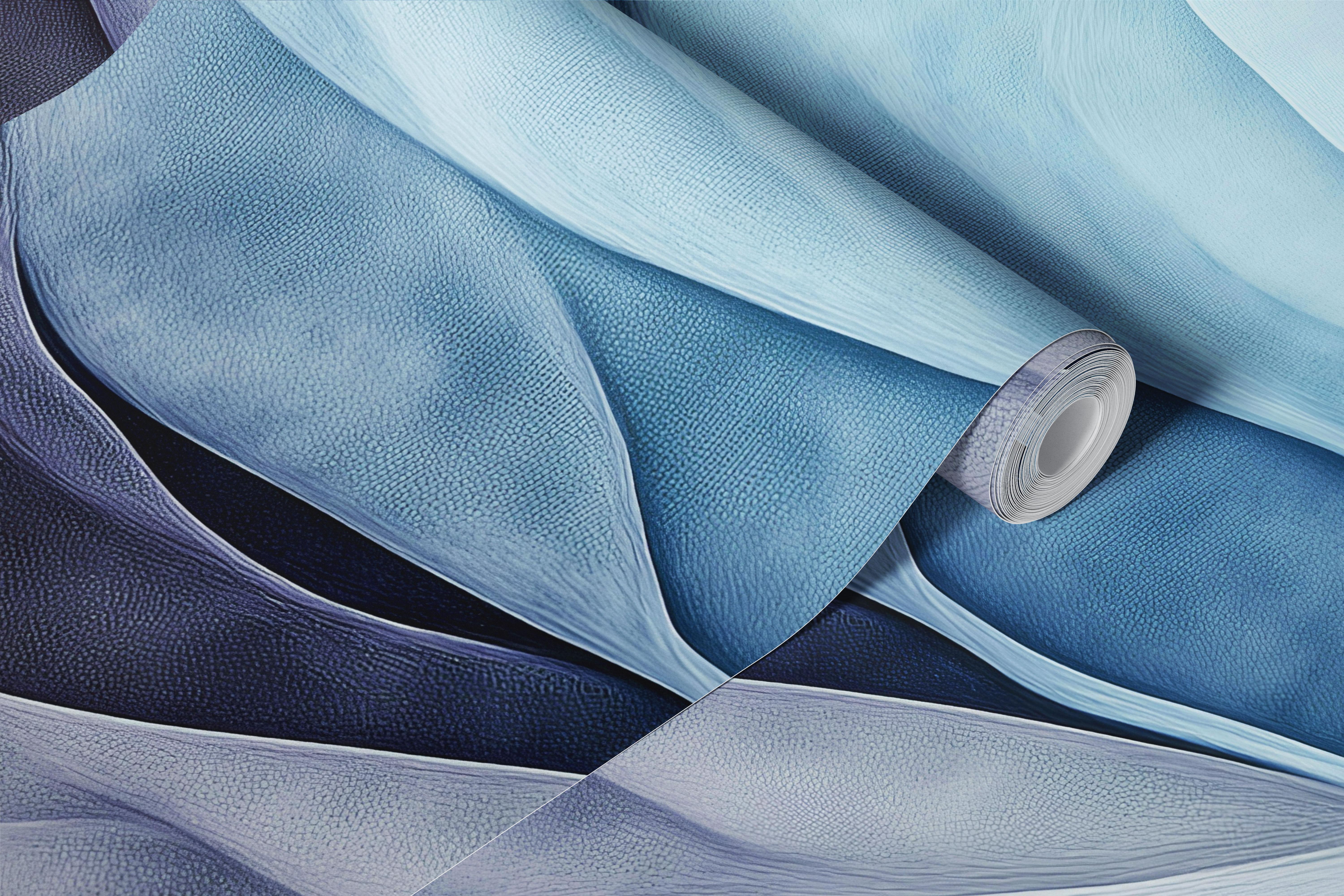 Blue earthy wave wallpaper in a modern room