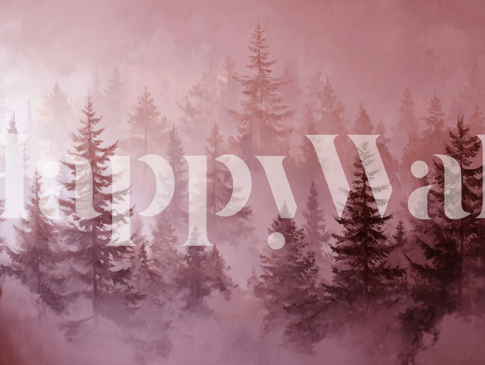 Mystic Forest View Pink wallpaper in a room