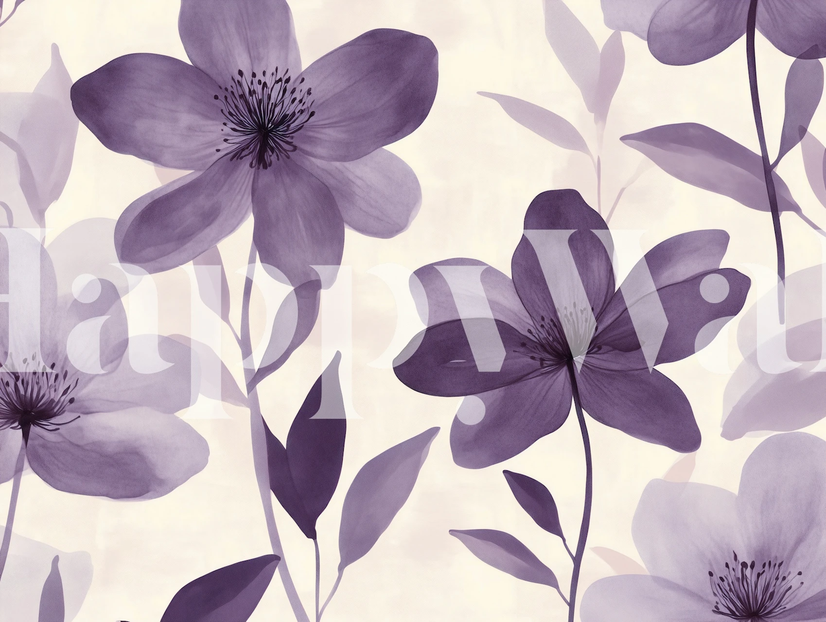 Papier peint floral Purple Petals Harmony dans une pièce