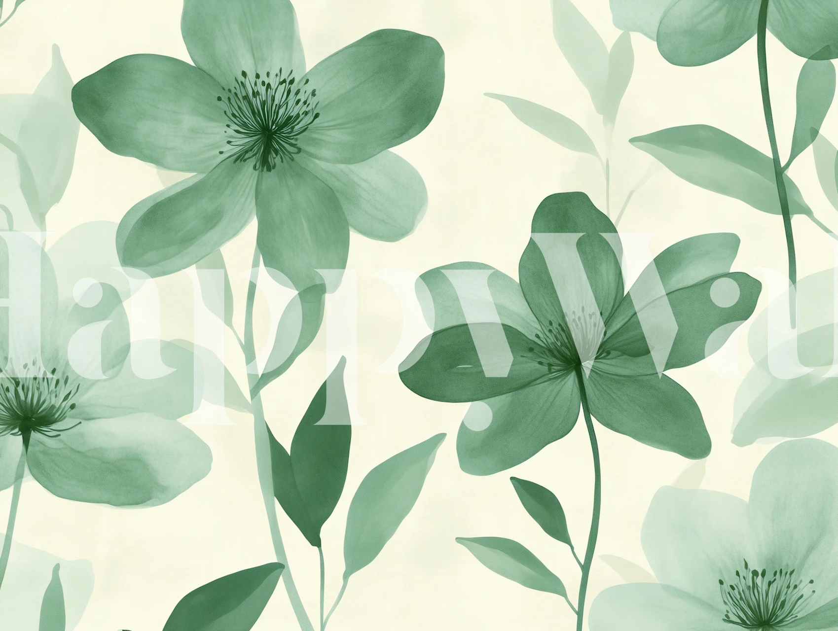 Green Petals Harmony wallpaper design