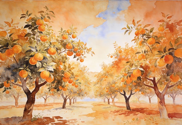 Golden Orange Tree Landscape