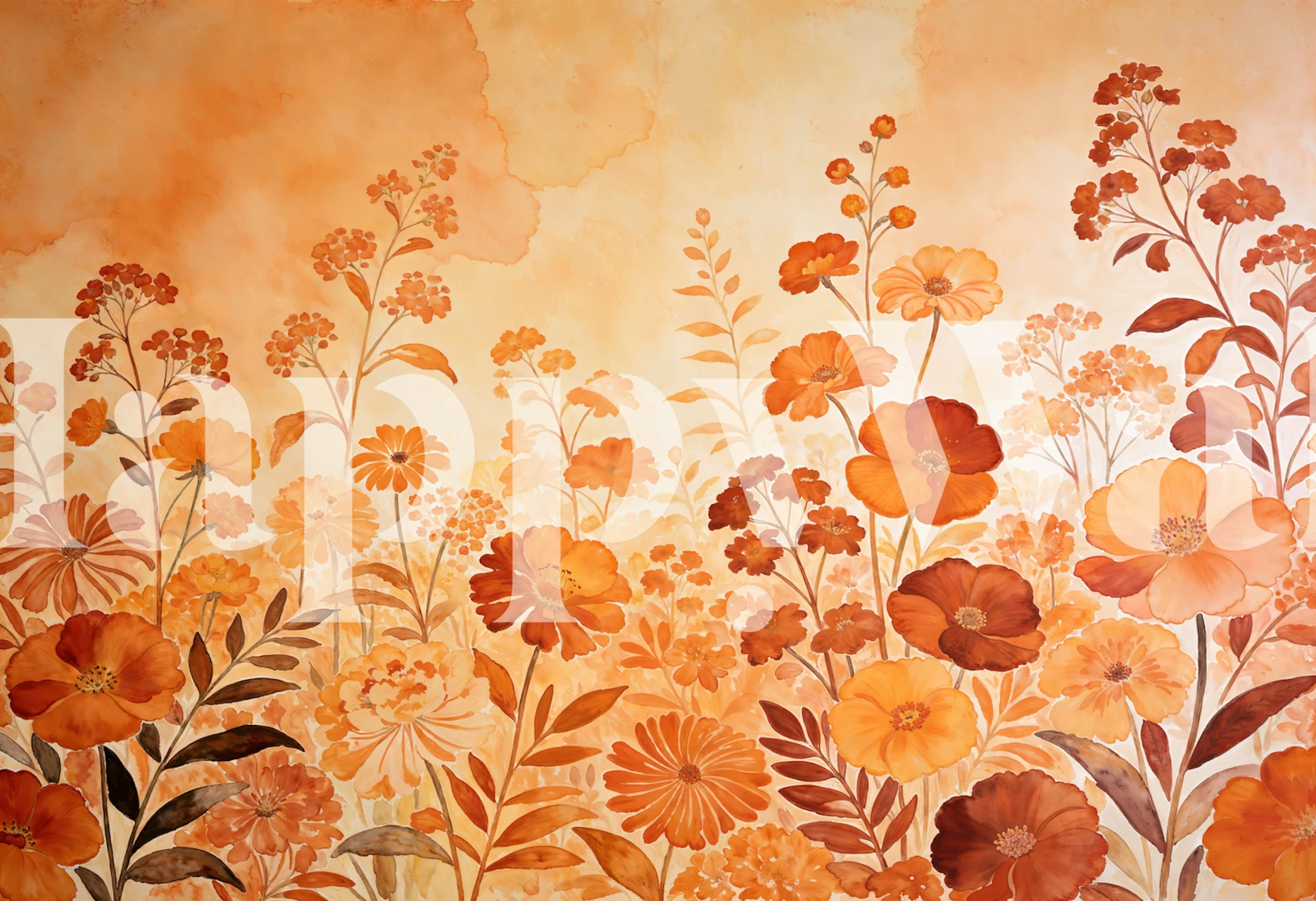 Terracotta Wildflower Meadow wallpaper in a room