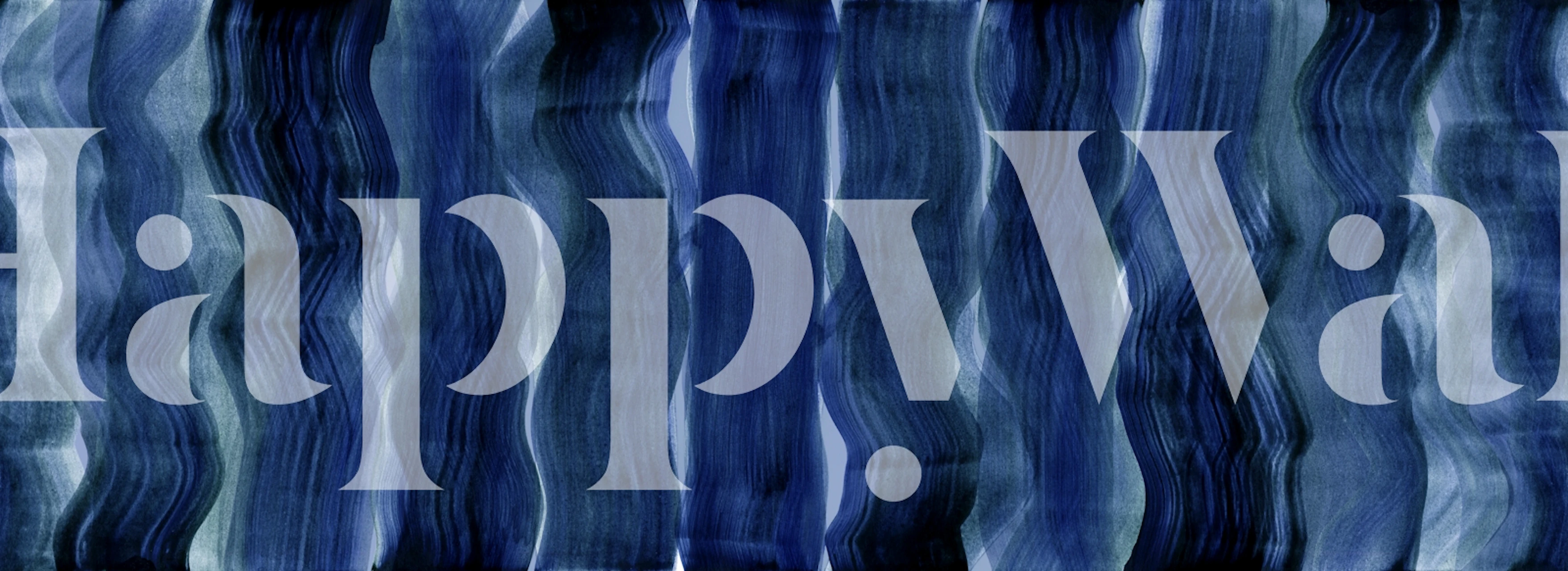 Blue Wavy Stripes Abstract carta da parati in una stanza
