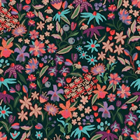 Scandi Folk Flowers and Leaves wallpaper