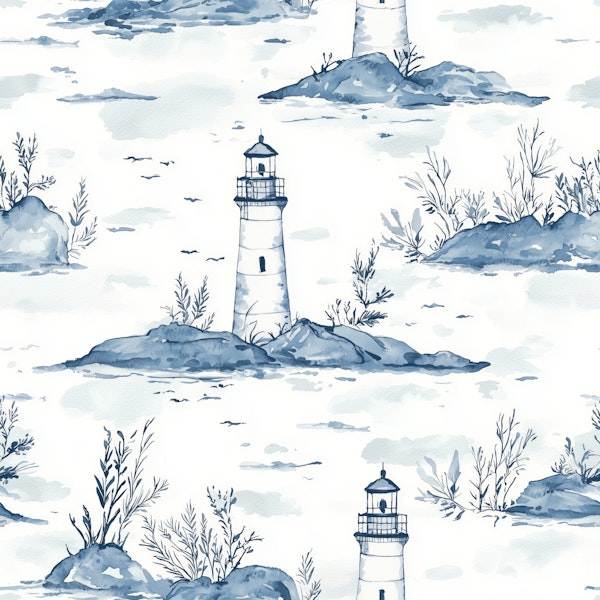 Seaside Lighthouses and Rocks Pattern