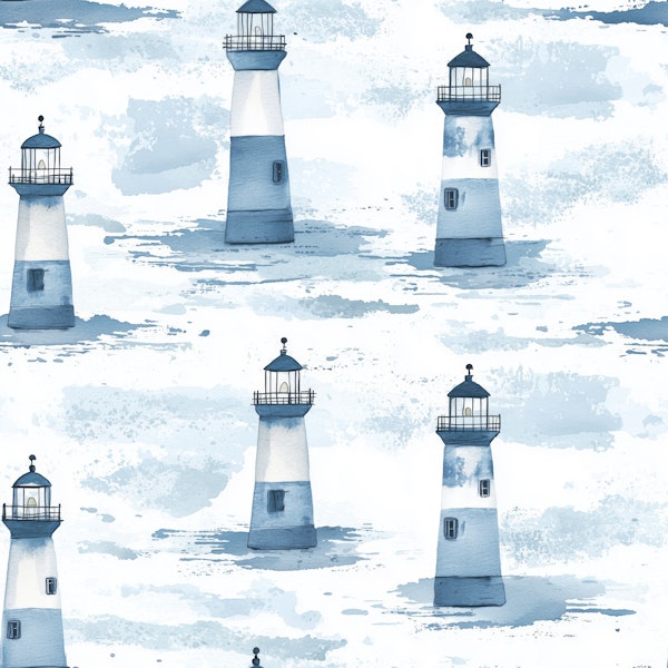 Sea Mist Lighthouse Scene Pattern