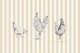 Chickens and rooster on stripes - beige