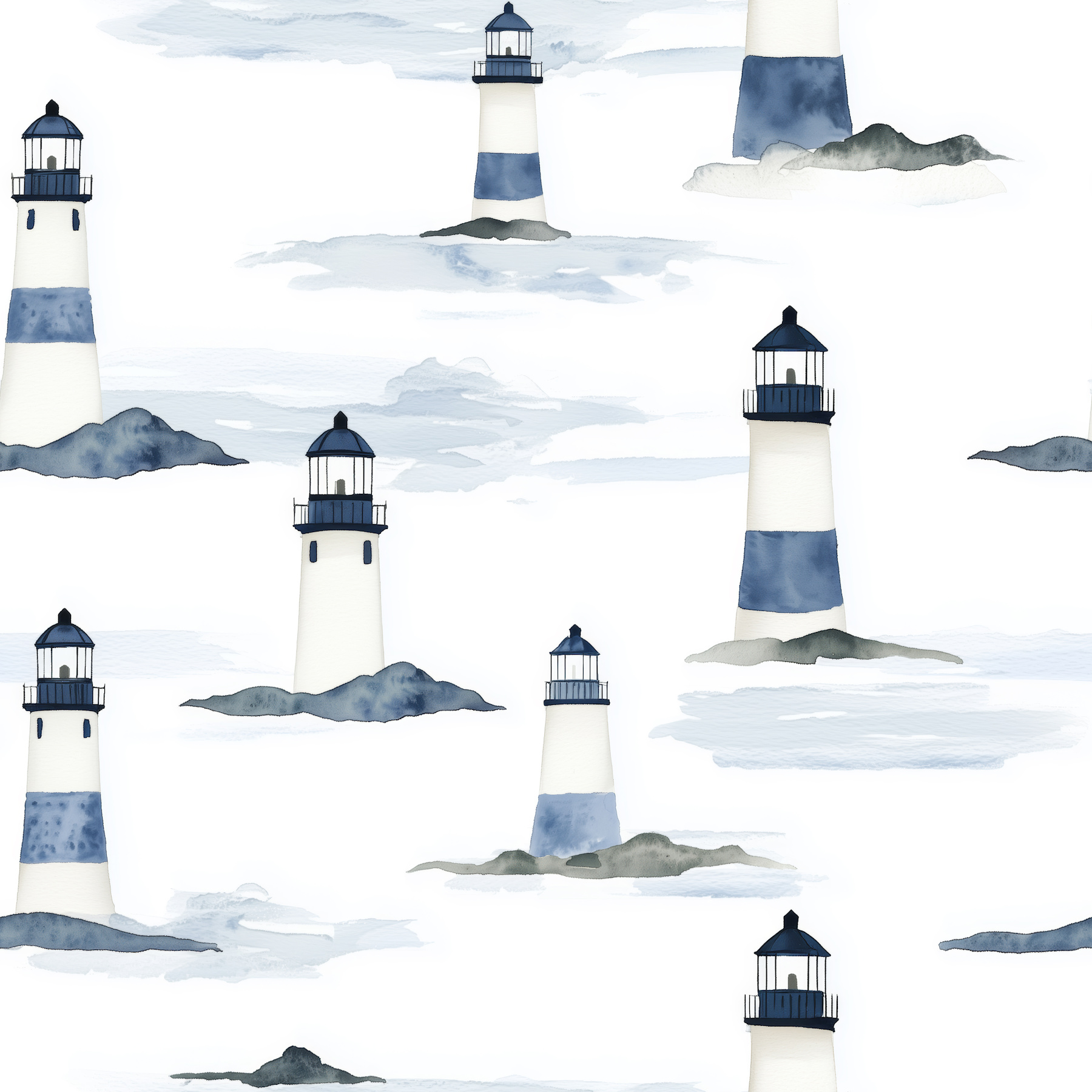 Calm Coastal Lighthouses Pattern - Happywall.com
