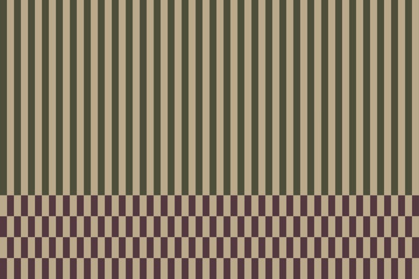 Geometric dual stripes checks green & beige