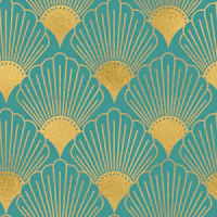 Art Deco Fans Teal Gold wallpaper