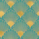 Art Deco Fans Teal Gold