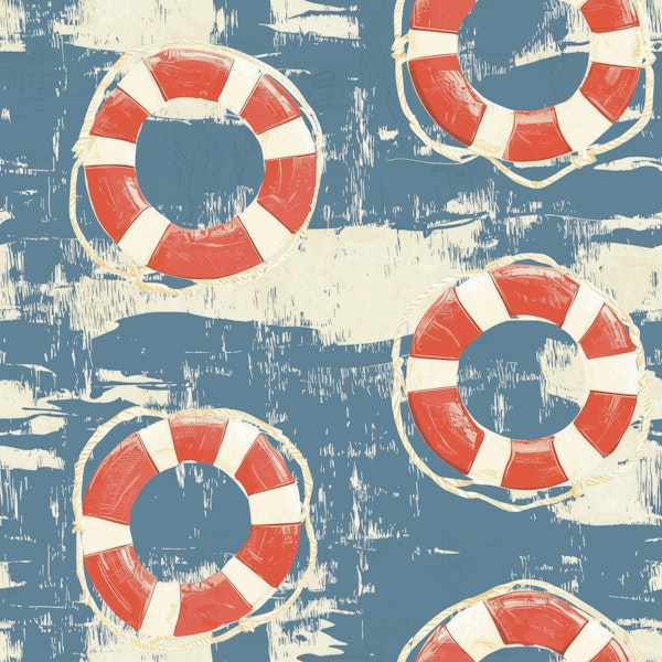 Sea Rescue Rings Retro Texture Pattern
