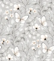 Butterfly Botanical - neutral taupe - medium wallpaper