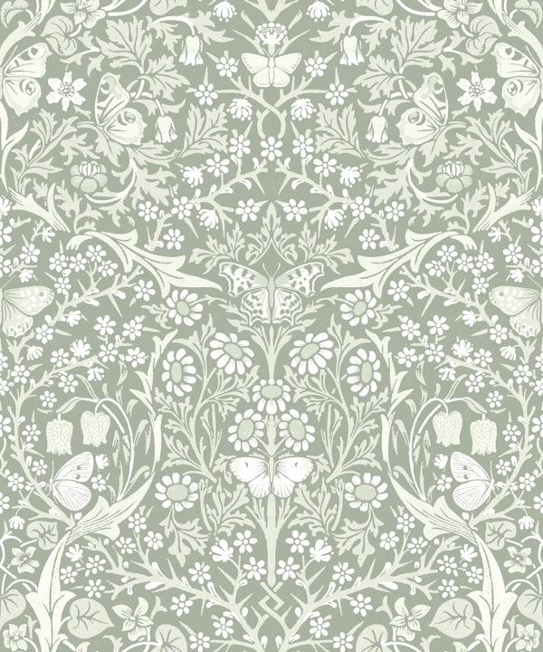 Blackthorn with Butterflies - sage - medium