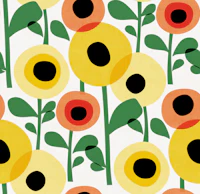 Mid Century Poppy Abstract - sunny yellow tapet