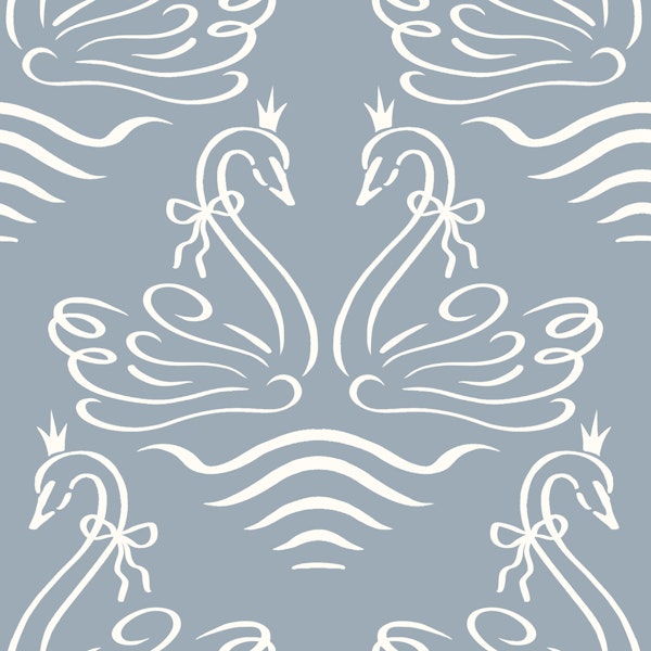 Regal Swan Toile Blue Gray