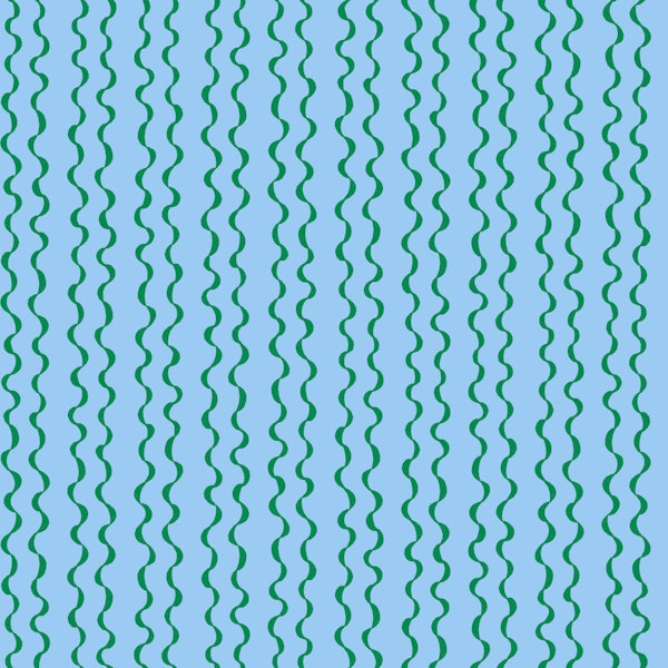 Sky Blue Hand-painted Modern Wavy Stripes