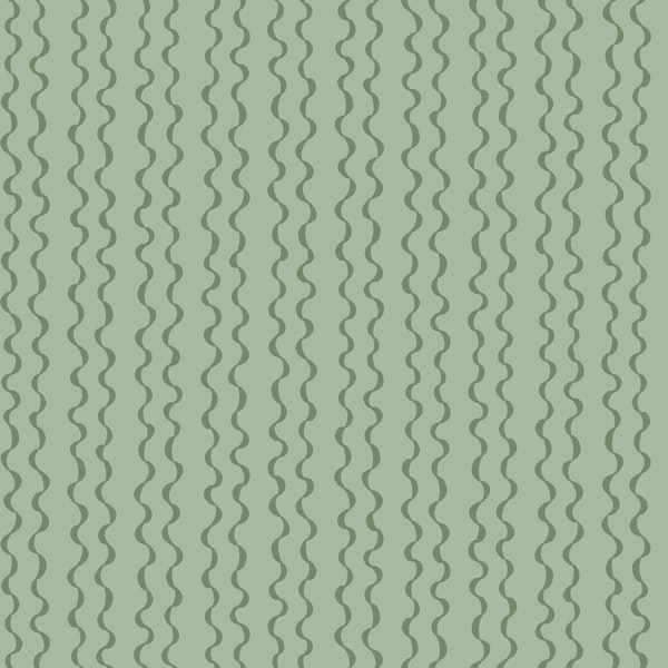 Soft Sage Hand-painted Modern Wavy Stripes