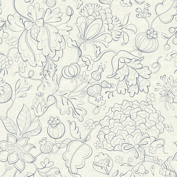 Grandmillenial chintz blue ivory medium scale