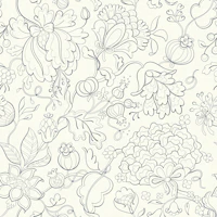 Grandmillennial chintz blue ivory medium wallpaper