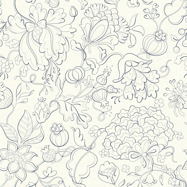 Grandmillennial chintz blue ivory medium