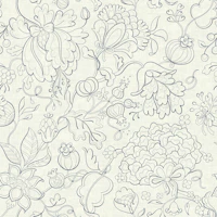 Grandmillenial chintz blue ivory small scale wallpaper
