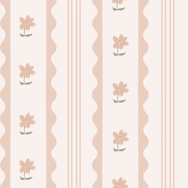 Soft Peach Flower Stripes