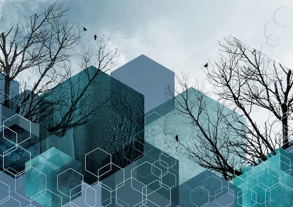 Teal Geometric Winter Forest