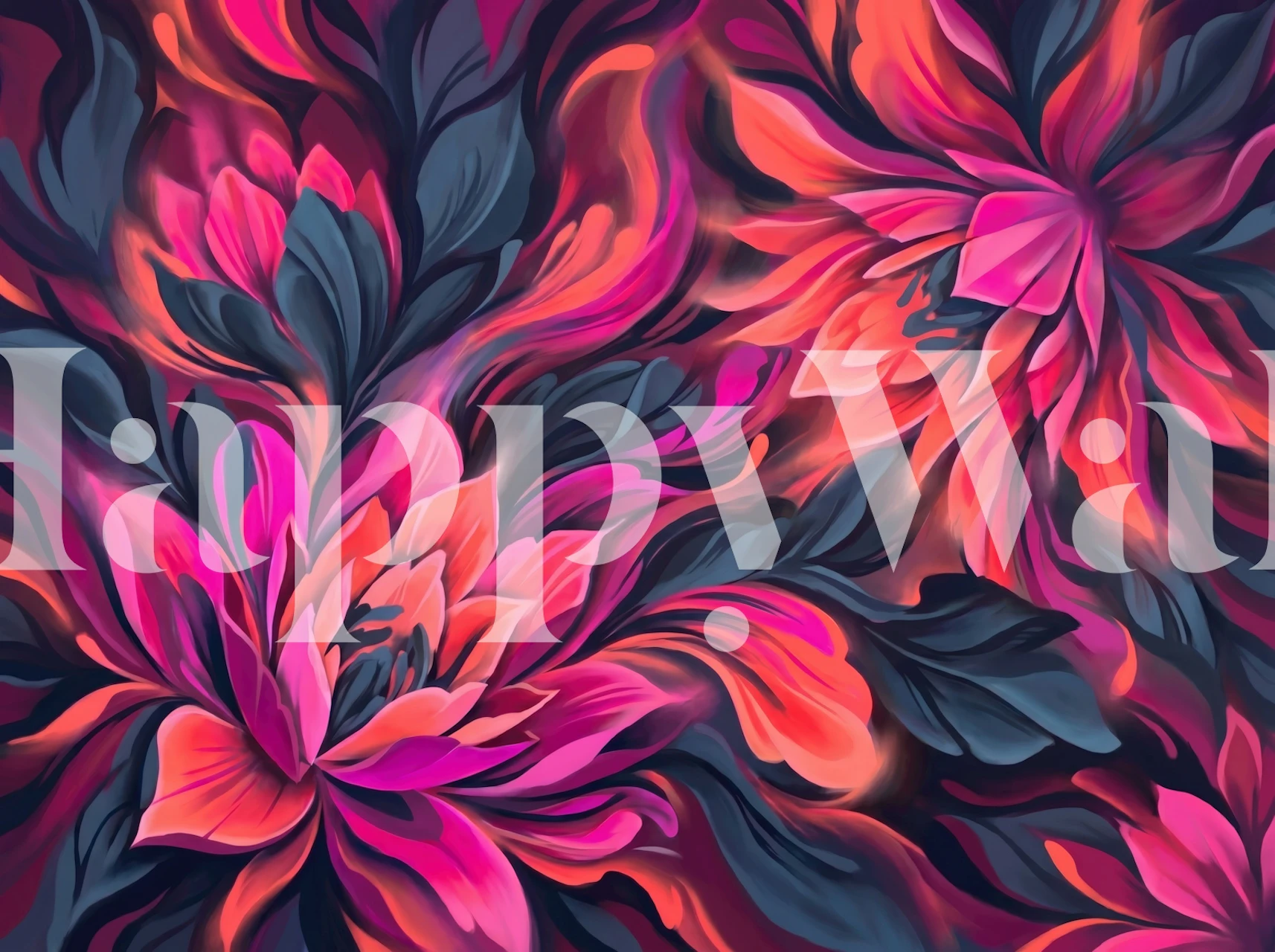 Neon floral wallpaper in a stylish room