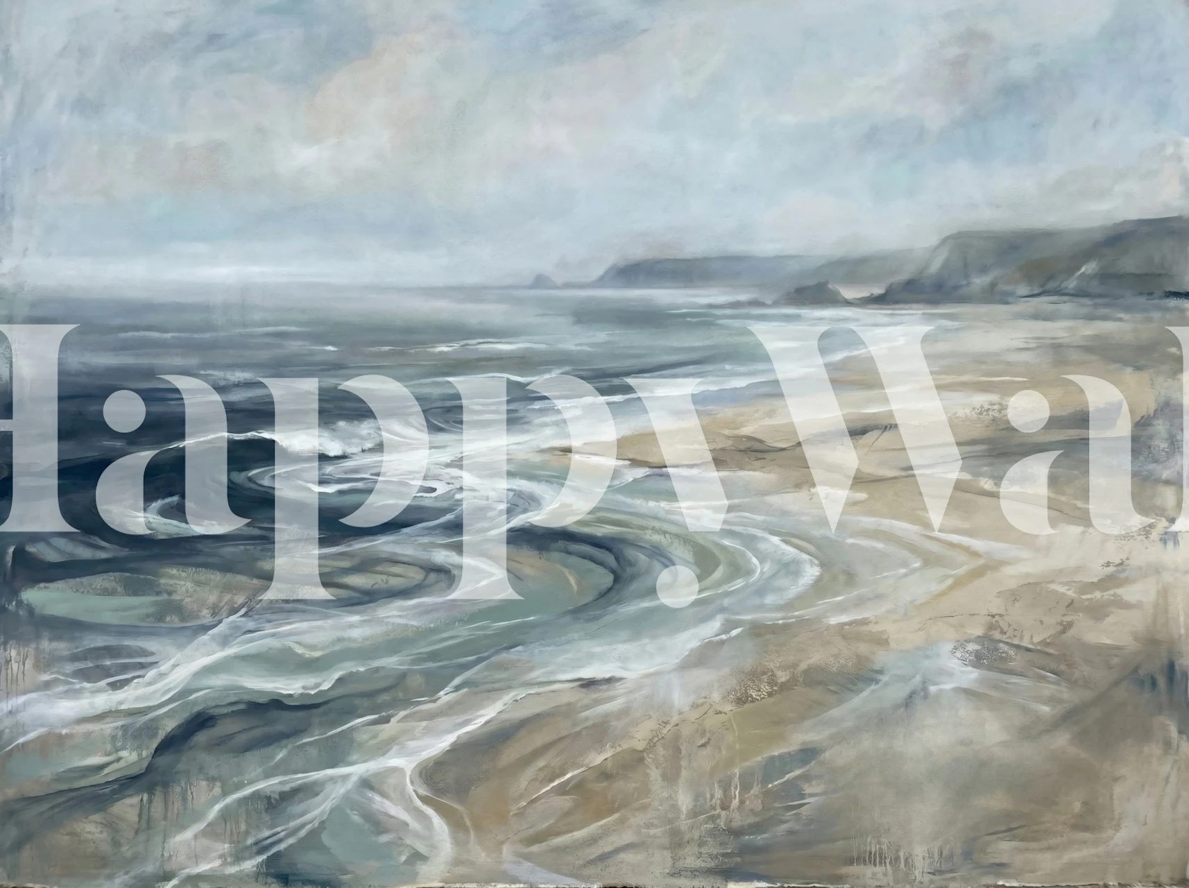 Misty Coastal Waves papel pintado en una habitación