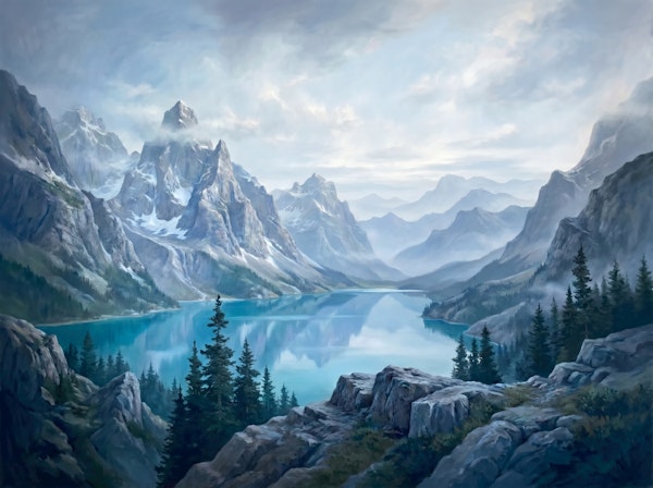 Misty Alpine Lake Vista