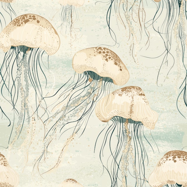 Vintage Jellyfish Sea Drift Pattern