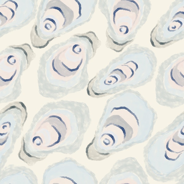 Watercolor Oyster Shells on Cream