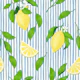 Lemon Blossom on Blue Stripes