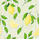 Lemon Blossoms on Green Stripes