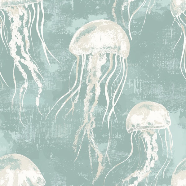Soft Aqua Jellyfish Pattern