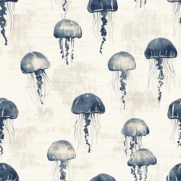 Floating Jellyfish Indigo Pattern