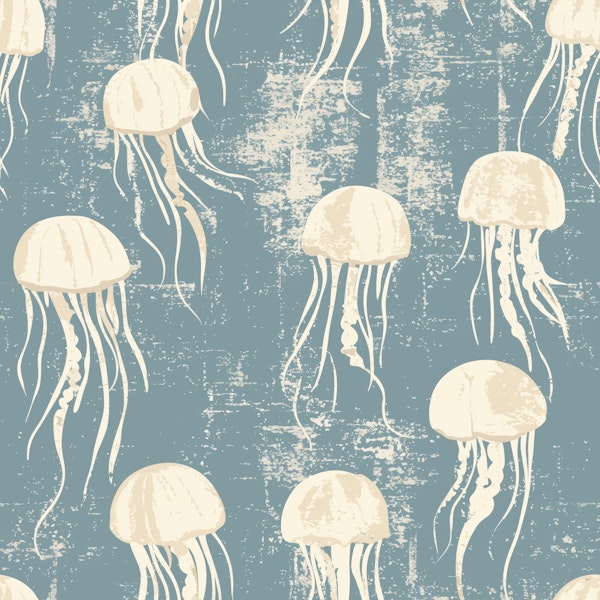 Underwater Jellyfish Retro Texture Pattern