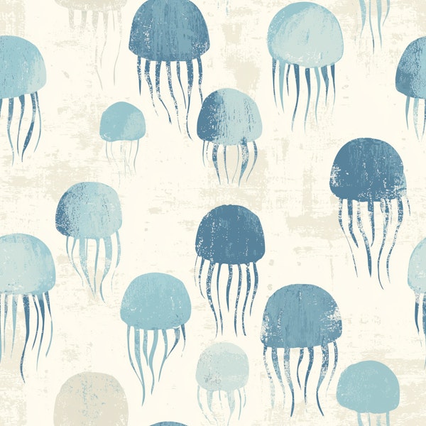 Blue Jellyfish Sea Friends Pattern