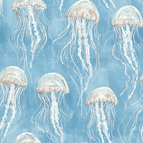 Jellyfish Lagoon Blue Pattern