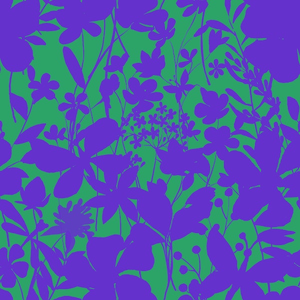 Bold Purple Botanicals on Green
