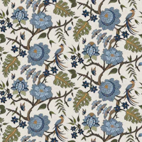 Oak Leaf Chintz Botanical - Blue & Olive tapeet