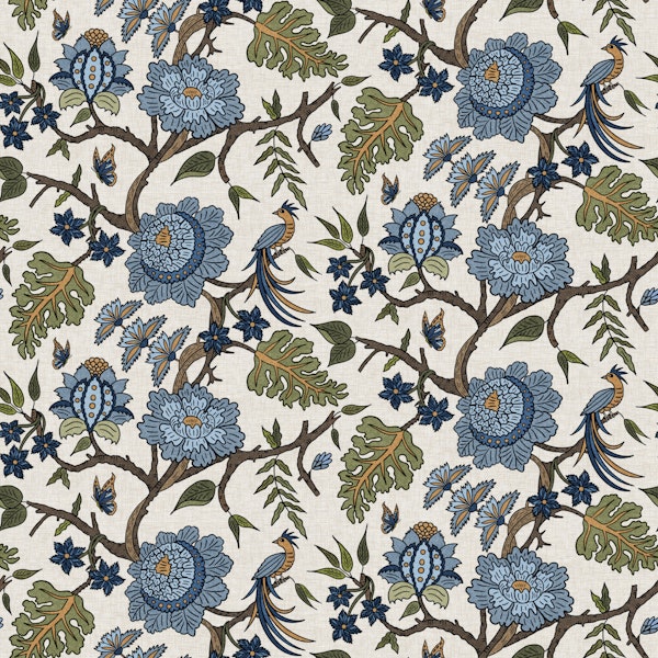 Oak Leaf Chintz Botanical - Blue & Olive