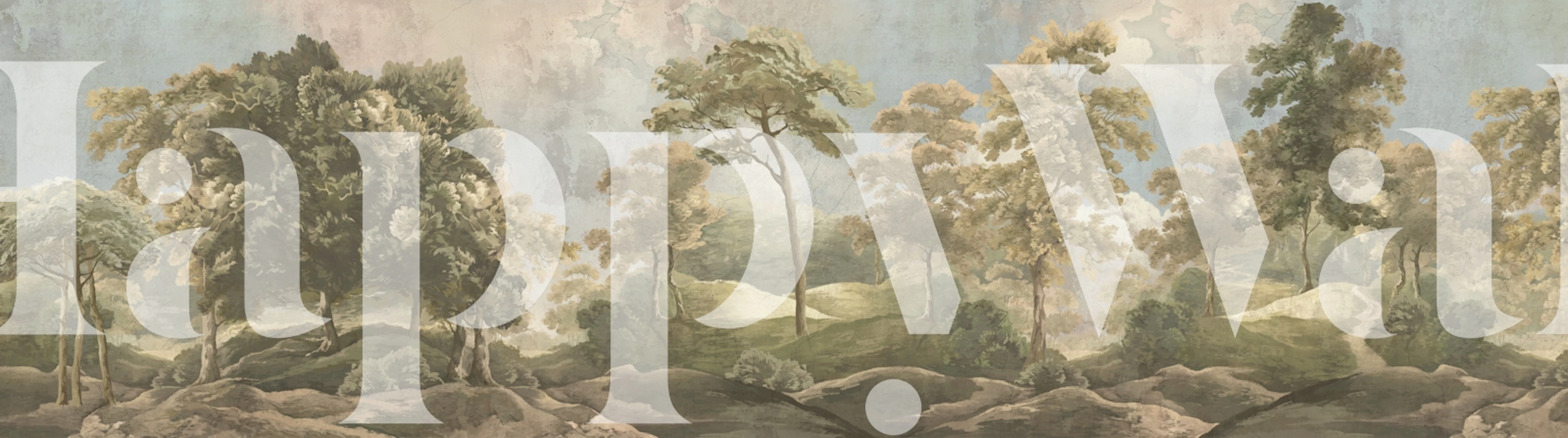Ancient landscape wallpaper in a room