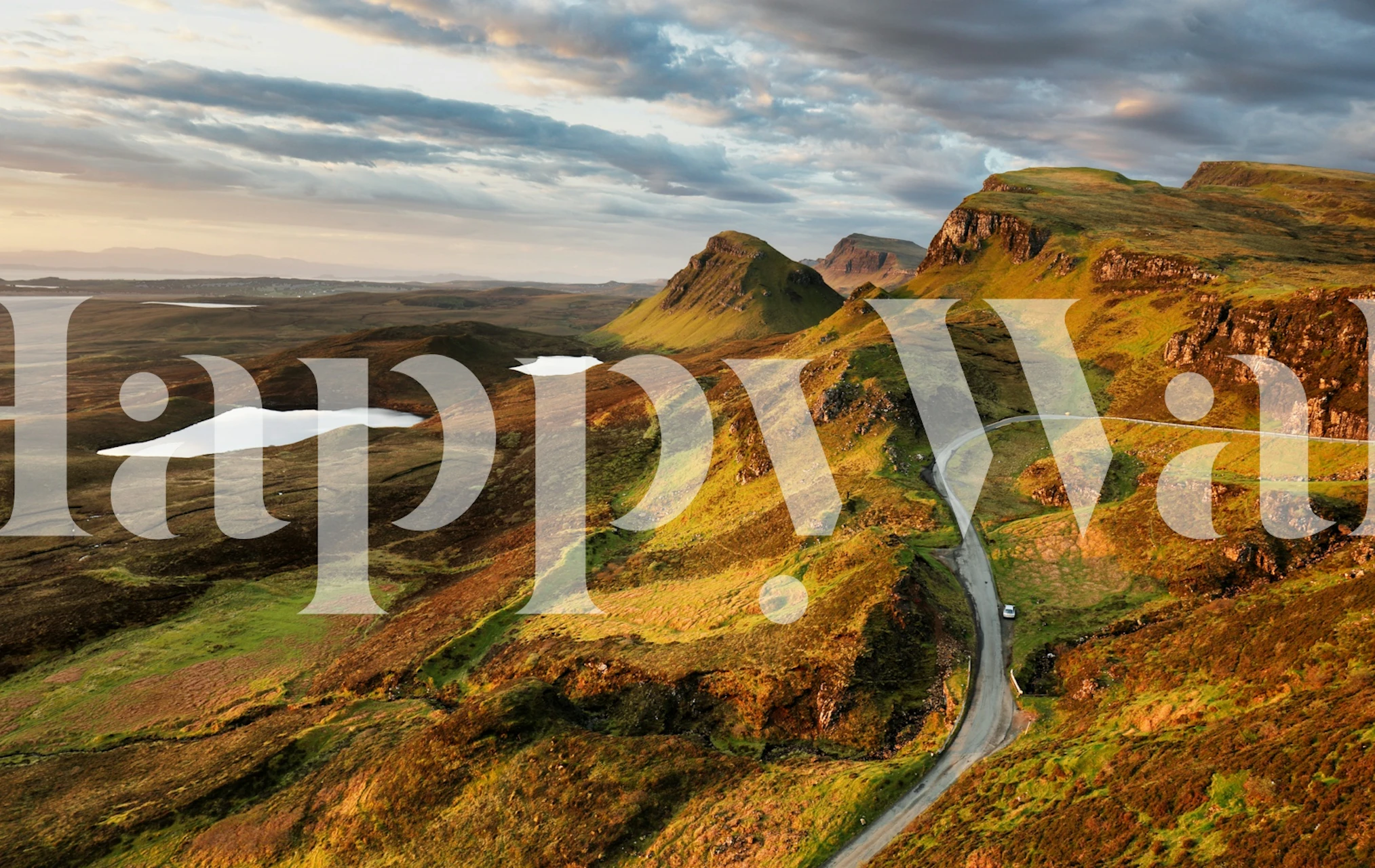 Scenic view over Quiraing wallpaper in a room