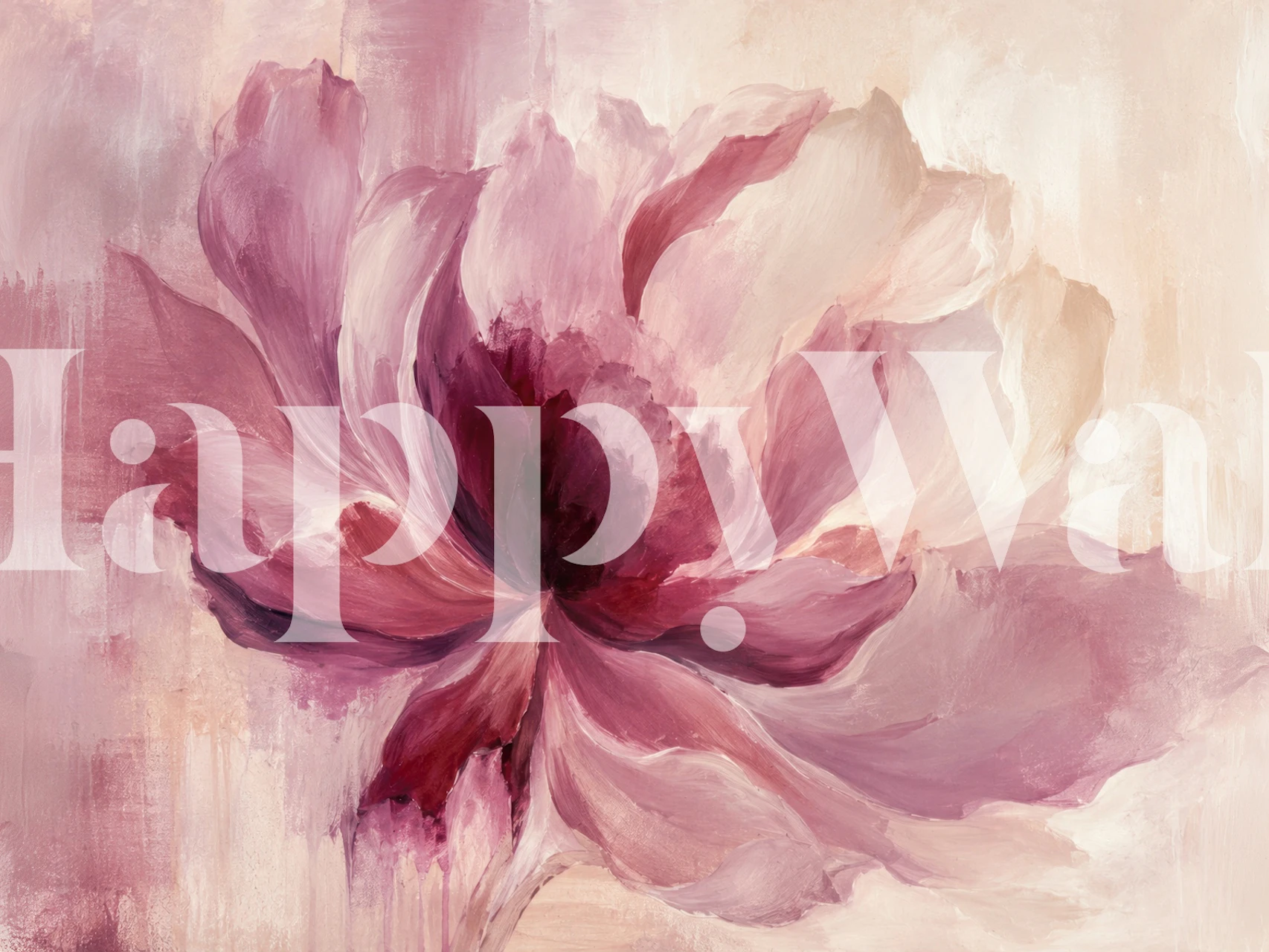 Romantic peony petals wallpaper in a room