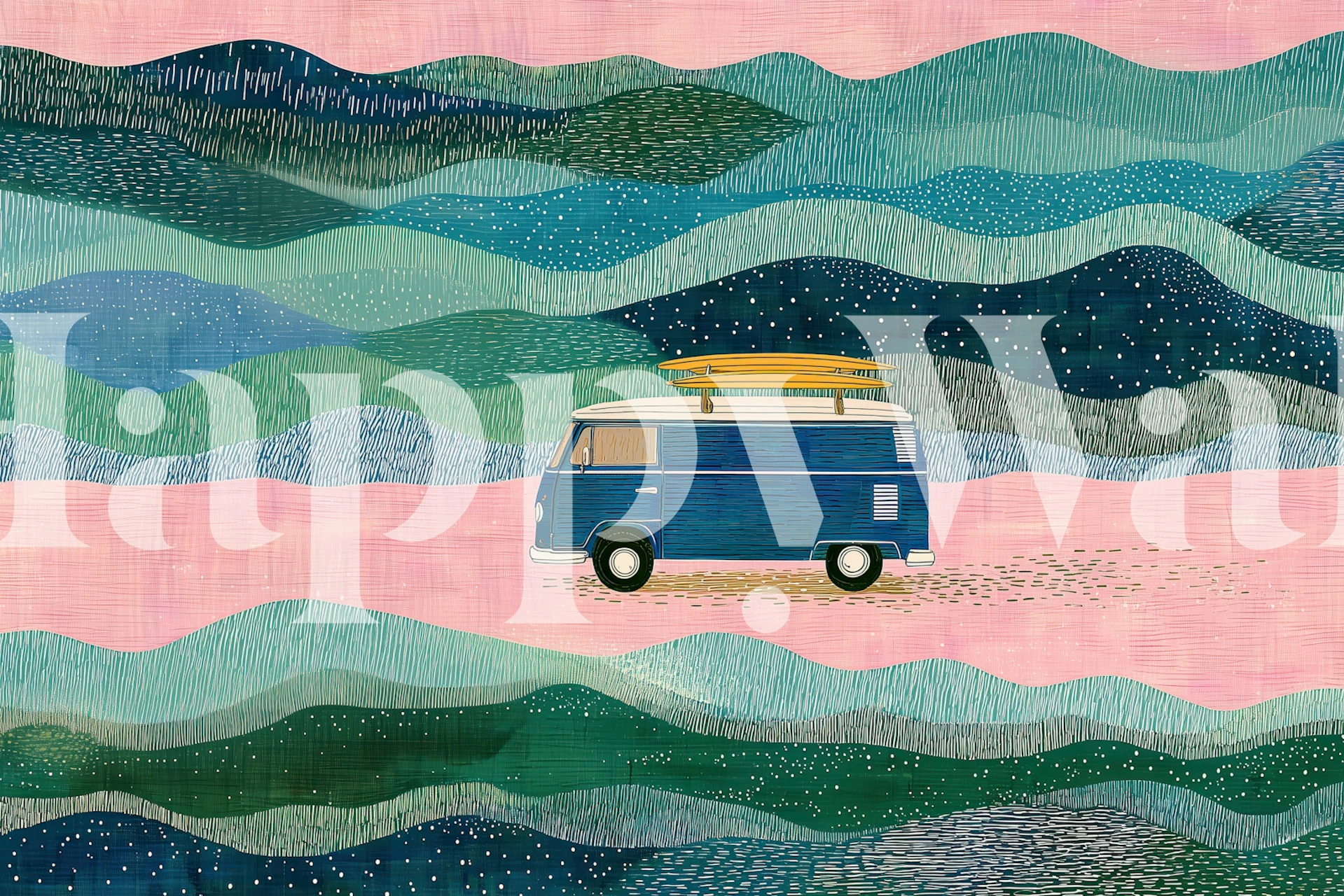 Papier peint surf van au design côtier coloré