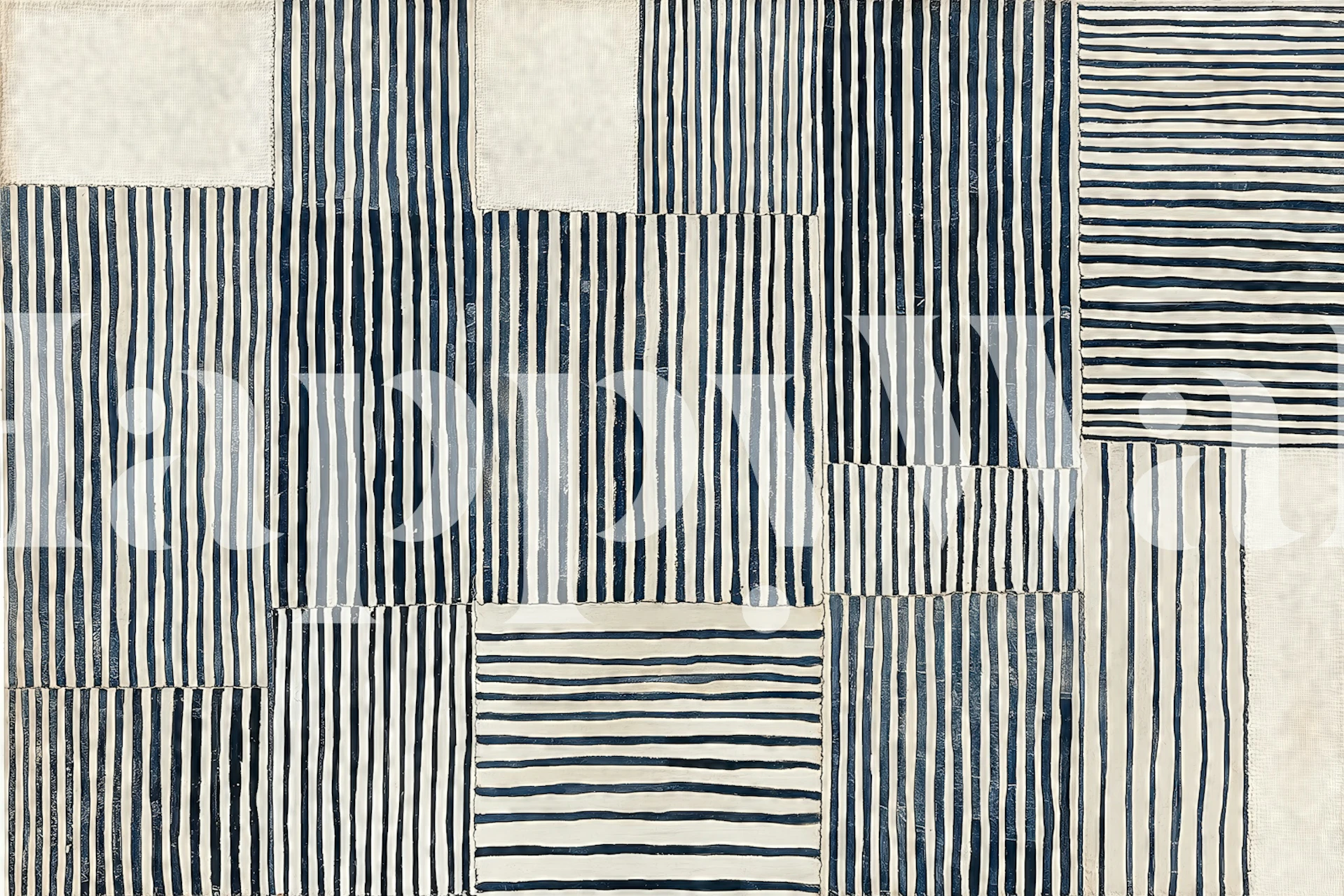 Indigo Stripe Composition wallpaper in a room